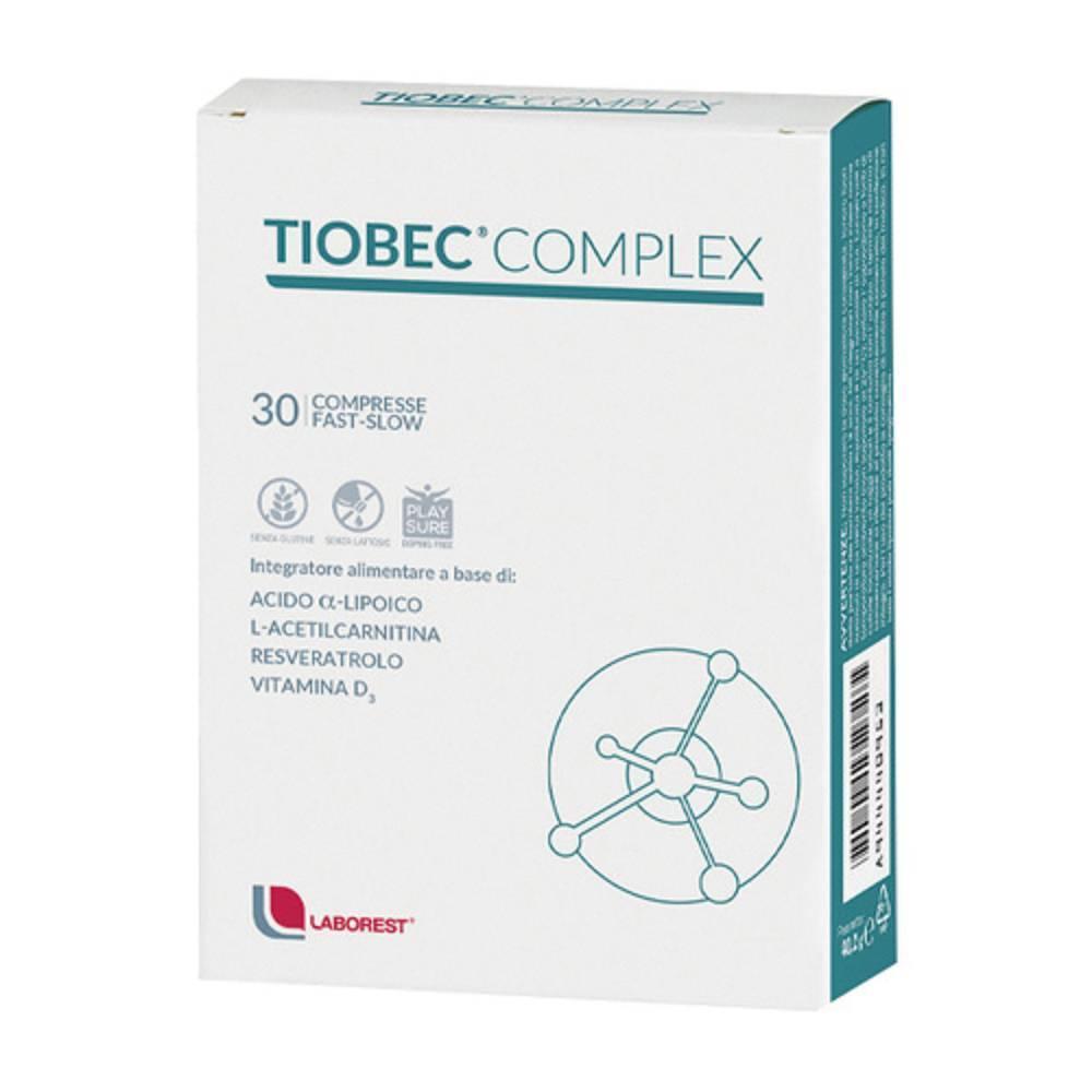 tiobec integratore alimentare tiobec complex 30 compresse fast slow con acido alfa-lipoico, l-acetilcarnitina, resveratrolo e vitamina d3 per il benessere generale - foto 1
