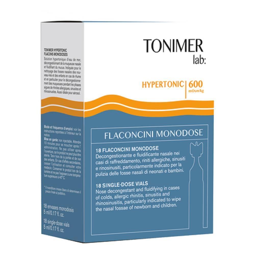 tonimer lab soluzione ipertonica per la pulizia nasale - 18 flaconcini monodose da 5 ml per neonati e bambini - foto 1