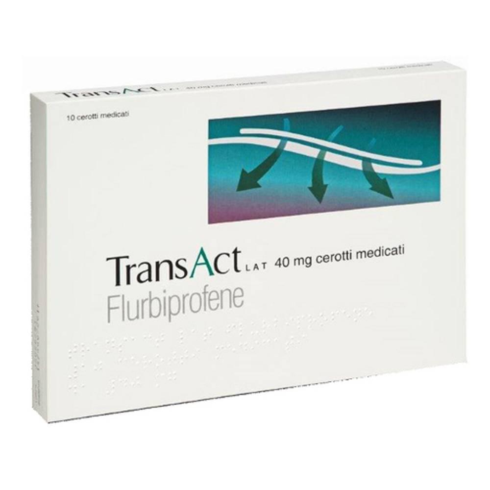 transact cerotto medicato transact lat 10 cerotti flurbiprofene 40mg per alleviare il dolore, uso topico, cautela in caso di condizioni gastrointestinali e cardiovascolari - foto 1