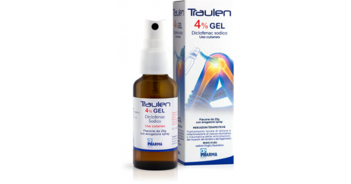 traulen gel antinfiammatorio topico diclofenac 4% 25g per dolore e infiammazione articolare e muscolare - foto 1
