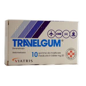 Gomme da masticare  10 gomme con dimenidrinato 20 mg per cinetosi e nausea durante i viaggi, sapore di menta piperita