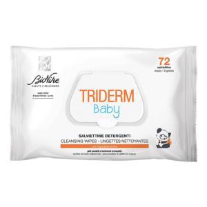 Salviettine umidificate deterge e leniscono per bambini - triderm baby 72 pezzi per cambio pannolino e pulizia viso e mani