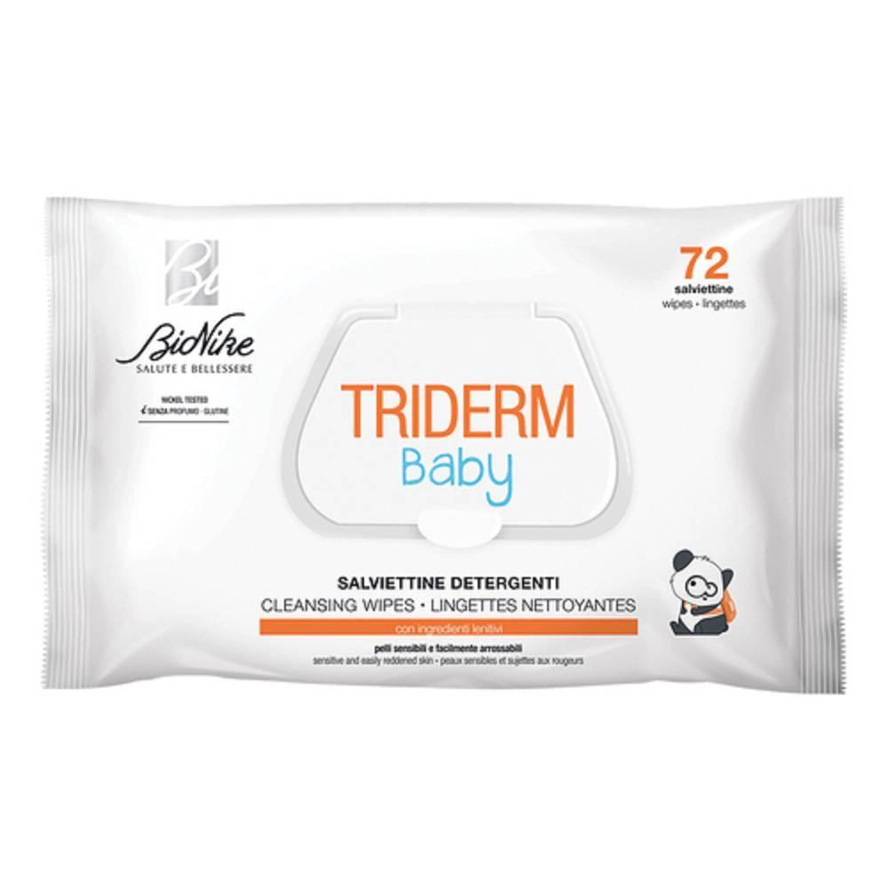 bionike salviettine umidificate deterge e leniscono per bambini - triderm baby 72 pezzi per cambio pannolino e pulizia viso e mani - foto 1