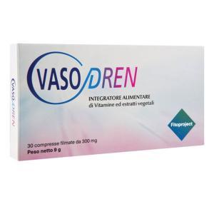 Integratore alimentare vasodren 30 compresse con vitamine c ed e, bioflavonoidi e estratti vegetali per microcircolo e drenaggio dei liquidi