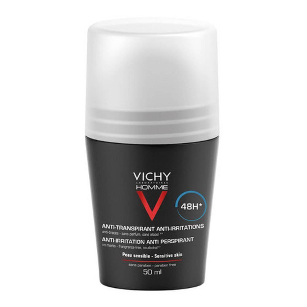 vichy deodorante roll-on per pelle sensibile vichy homme 50ml - senza alcool e profumo con oligo-zinco per comfort duraturo - foto 1