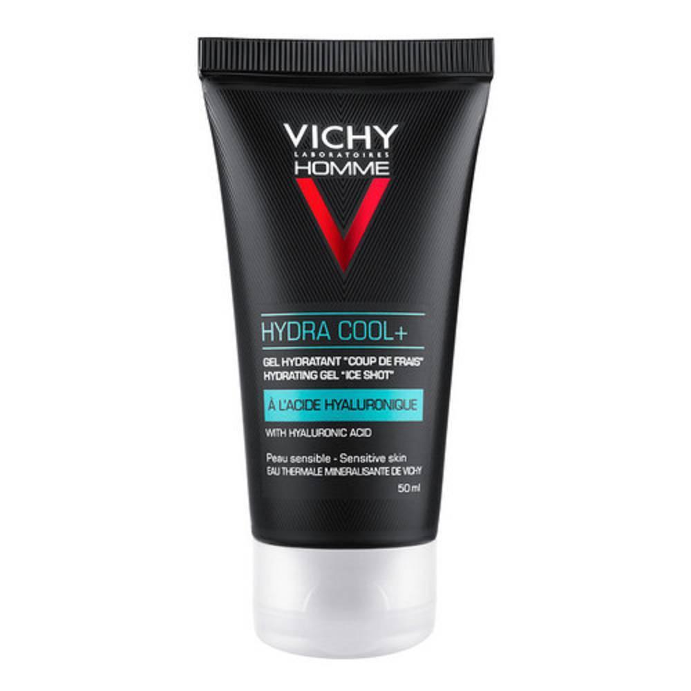 vichy gel idratante viso uomo hydra cool+ con acido ialuronico e effetto ghiaccio - 48h idratazione e freschezza per pelle sensibile - foto 1