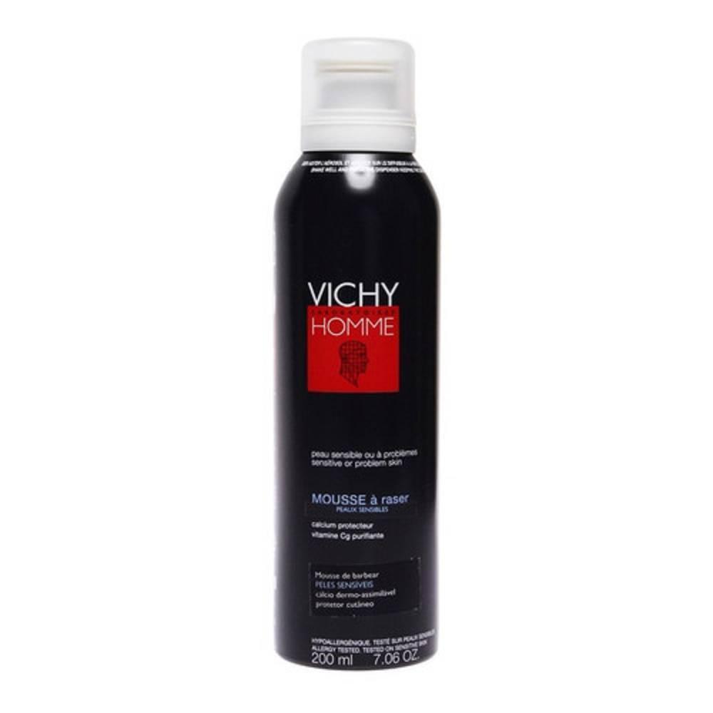 vichy schiuma da barba anti-irritazione 200ml per pelli sensibili - gel mousse con calcio dermo-assimilabile e acqua termale lenitiva - foto 1