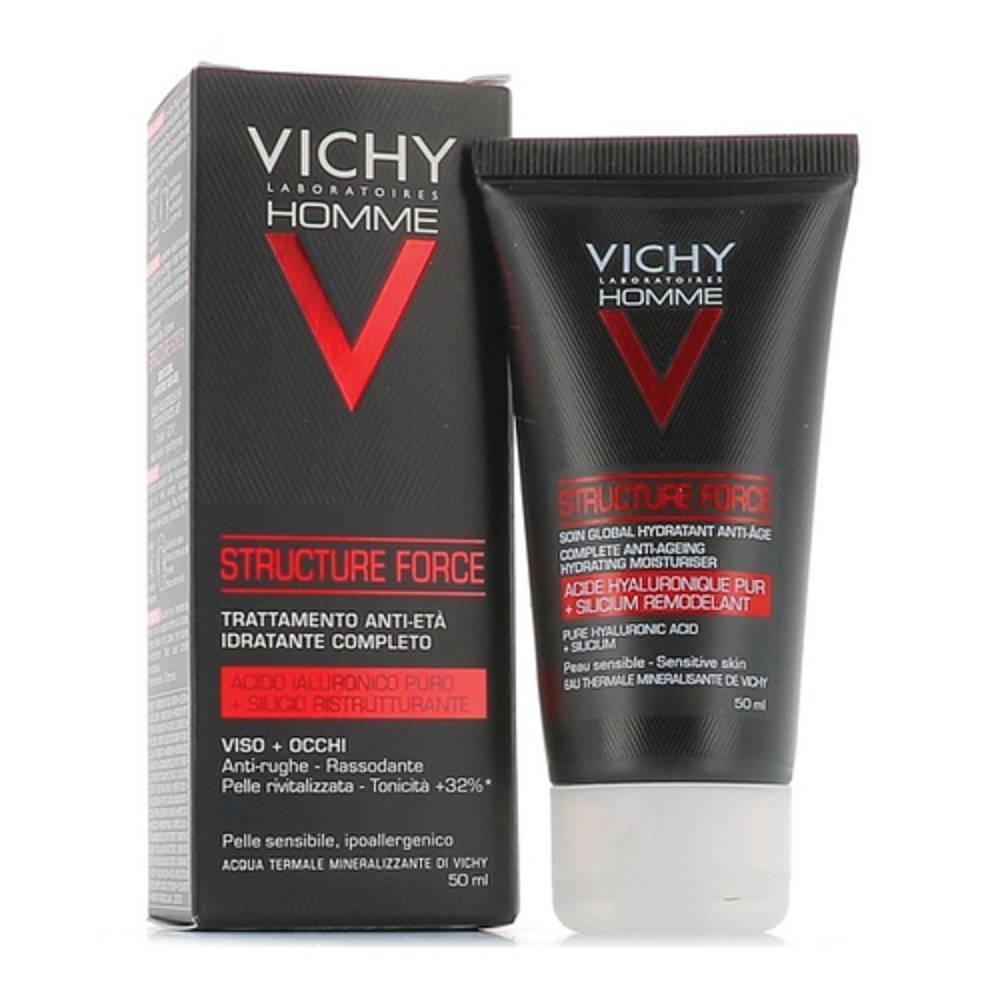 vichy trattamento anti-età vichy homme structure force con acido ialuronico, silicio e aha per pelle rivitalizzata e idratata 24 ore - foto 1