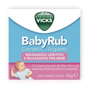 Unguento  babyrub 50g per massaggio lenitivo e rilassante per bebè con aloe vera, rosmarino e lavanda