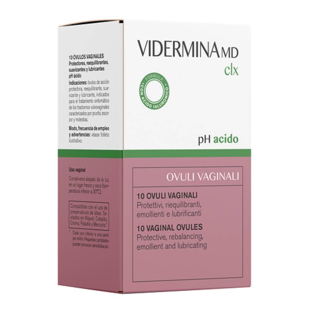 vidermina ovuli vaginali vidermina clx 10 pezzi - trattamento disordini vulvovaginali, azione protettiva e lubrificante, dispositivo medico ce classe i - foto 1
