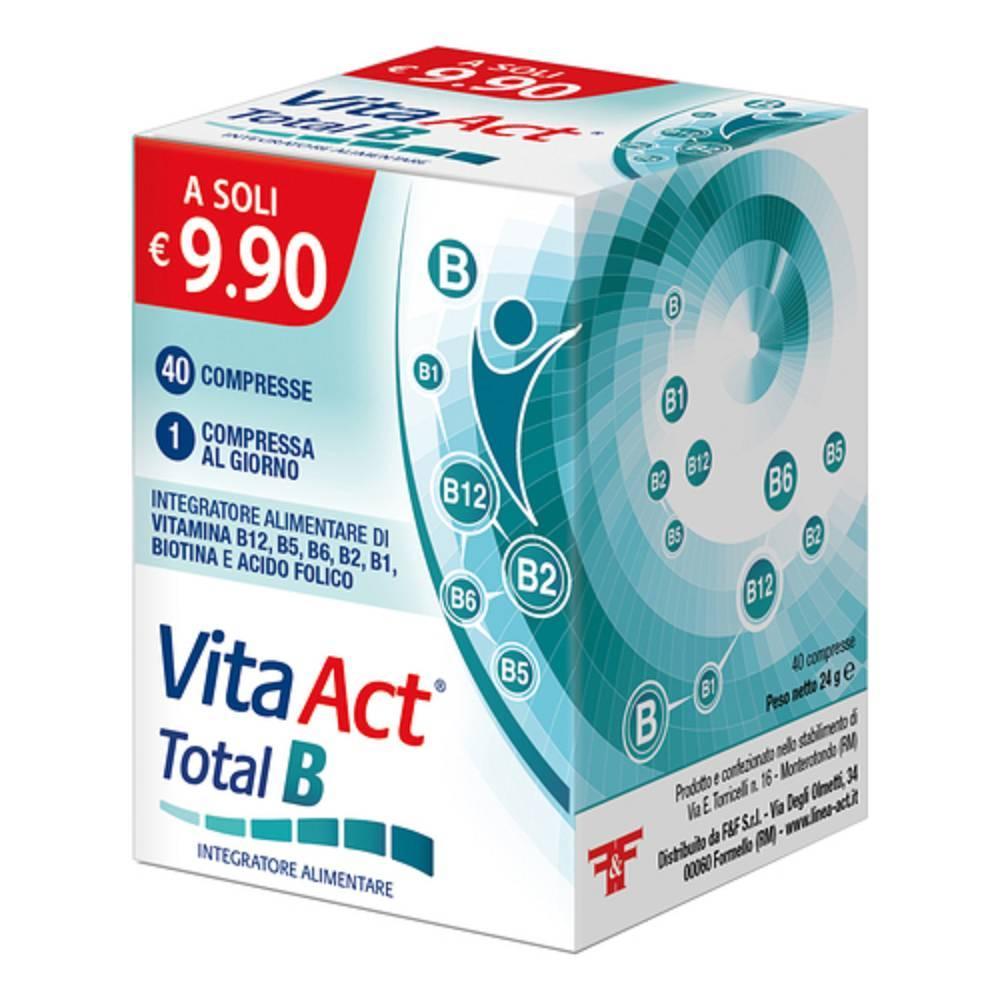 f&f integratore alimentare vita act total b 40 compresse - vitamine b2, b5, b6 e b12 per ridurre stanchezza e supportare il sistema immunitario - foto 1