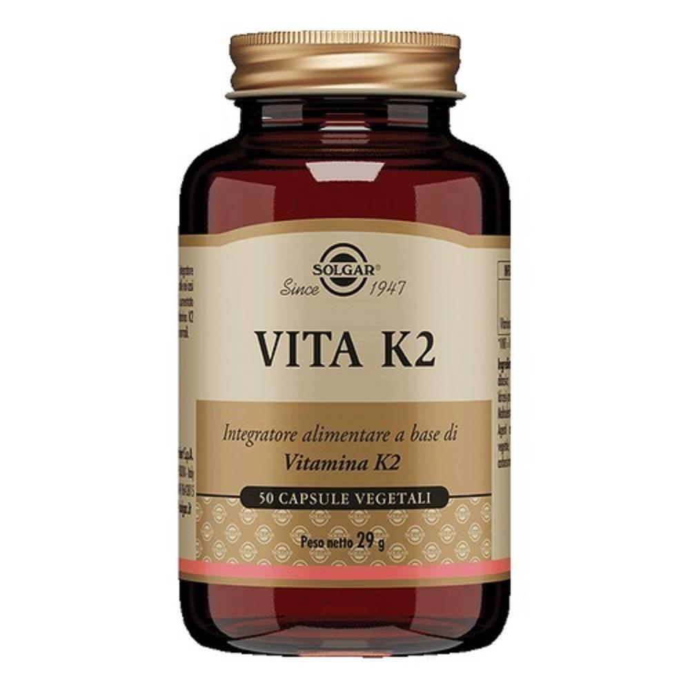 solgar integratore alimentare di vitamina k2 (menachinone-7) in capsule vegetali - vita k2 50 capsule per ossa normali - foto 1