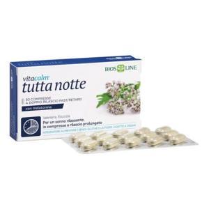 Integratore alimentare  tutta notte melatonina 30 compresse per rilassamento e sonno continuo e riposante