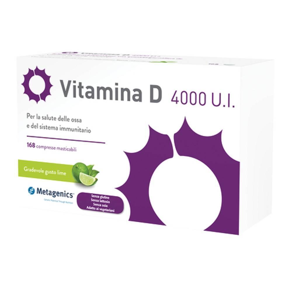 metagenics integratore di vitamina d 4000 ui in compresse masticabili per ossa e sistema immunitario, gusto lime, 168 compresse senza glutine e lattosio - foto 1