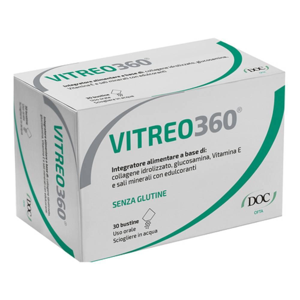 vitreo 360 integratore alimentare vitreo 360 in bustine - collagene, glucosamina, vitamina e e sali minerali per il benessere del corpo vitreo - 30 bustine al gusto agrumi - foto 1