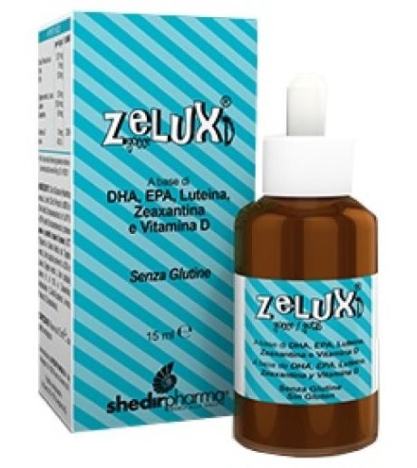 shedir complemento alimentare zelux d gocce 15ml con dha, epa, luteina, zeaxantina e vitamina d per ossa sane e benessere generale - foto 1