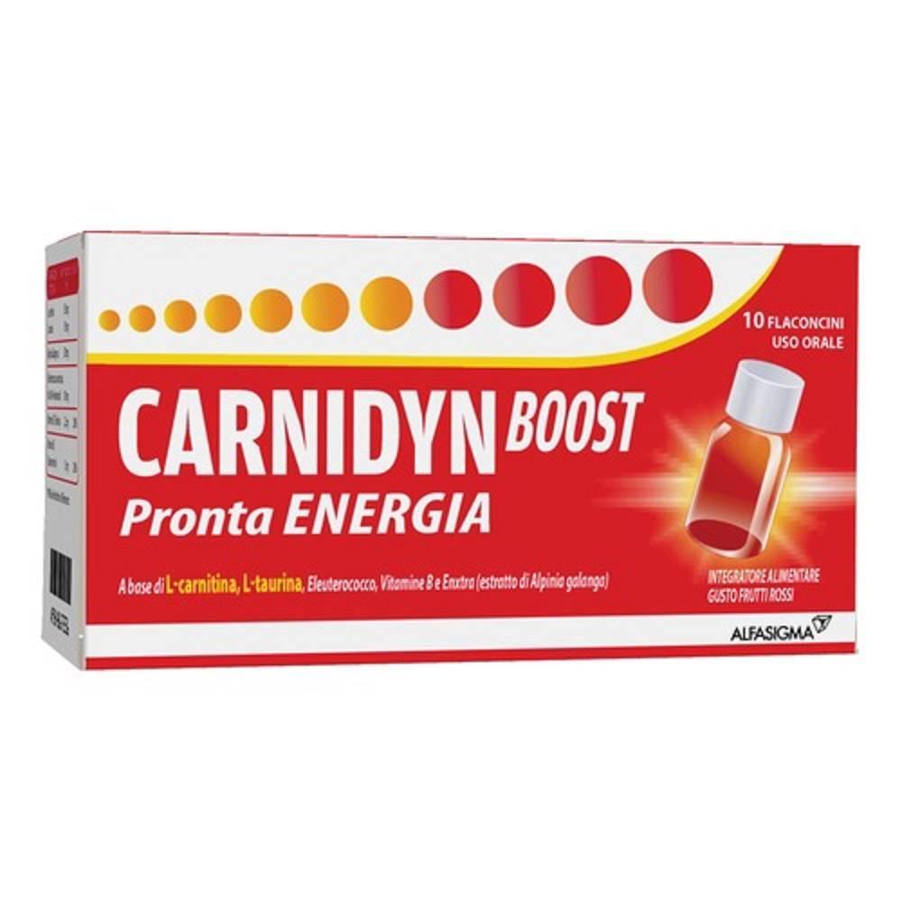 carnidyn integratore energetico carnidyn boost 10fl con l-carnitina, l-taurina, vitamine b e eleuterococco per maggiore vitalità e prestazioni mentali - foto 1