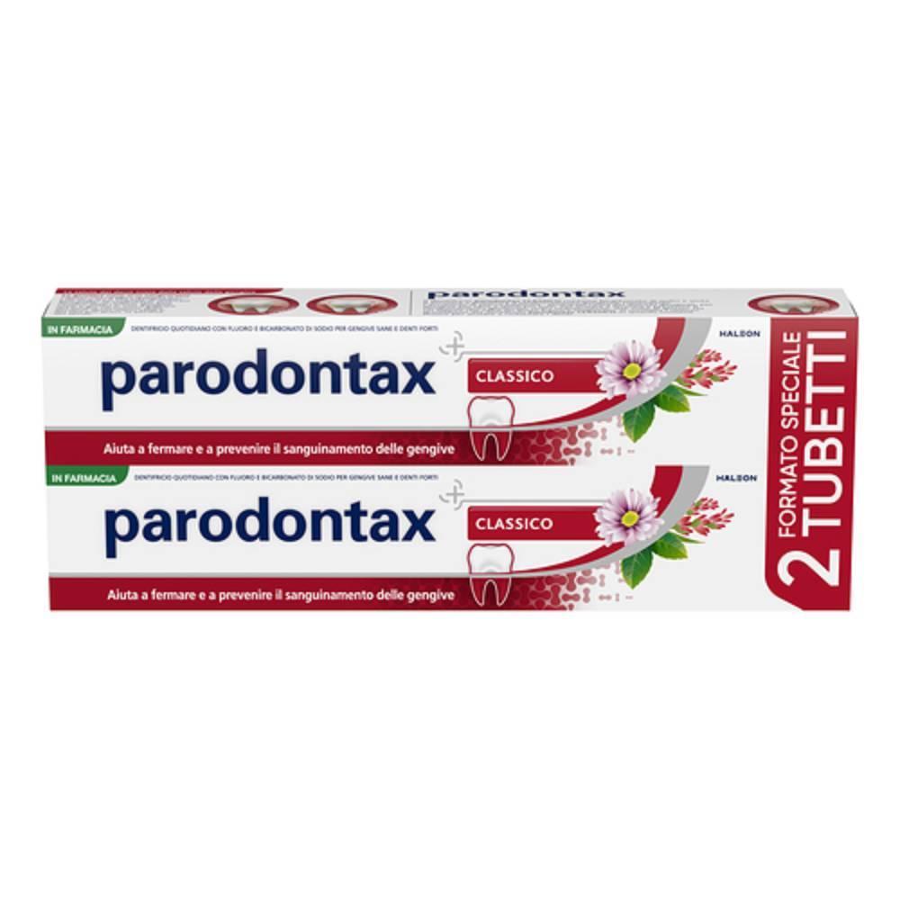 parodontax dentifricio parodontax classico bipack 2x75ml per gengive sane e denti forti con fluoro e bicarbonato di sodio - foto 1