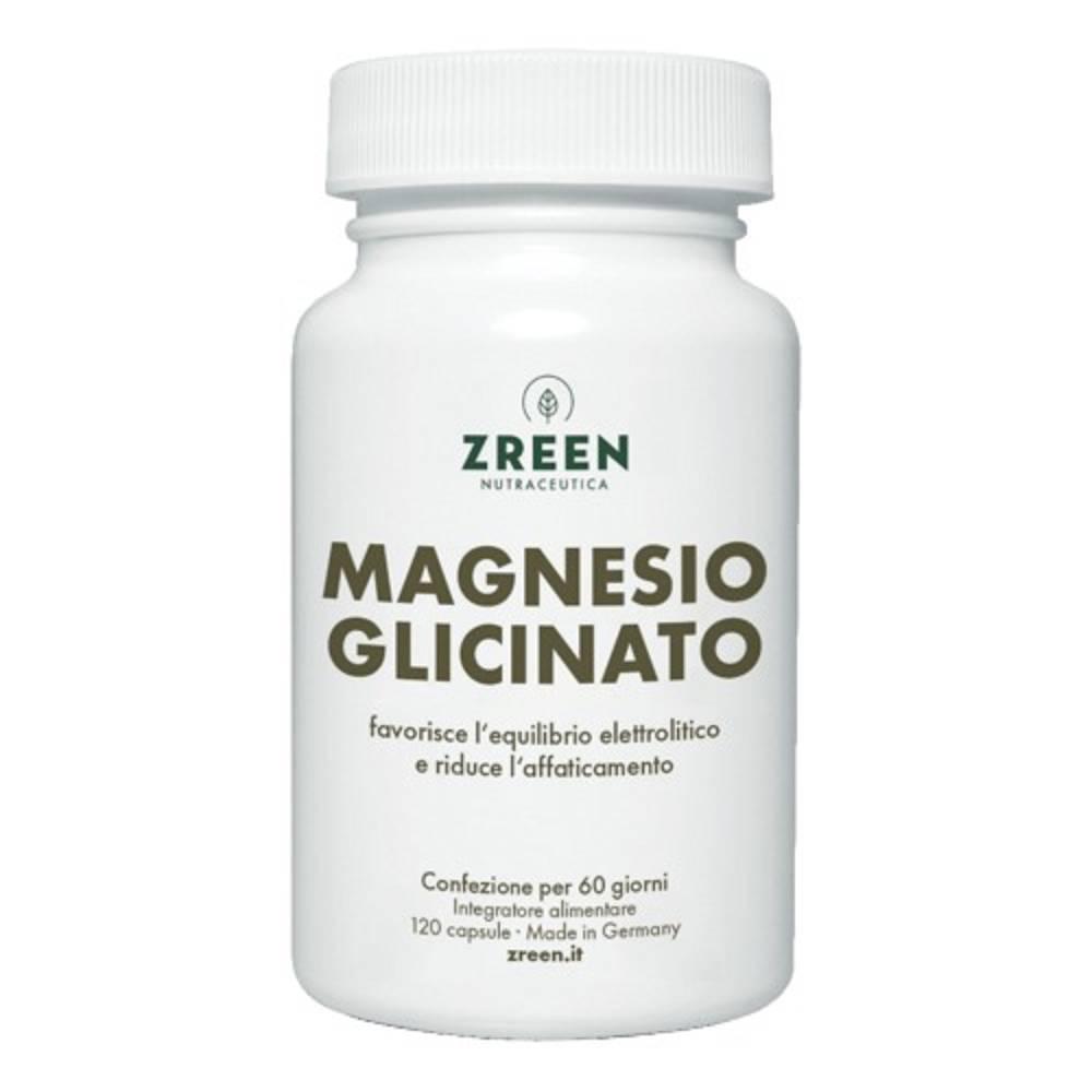 zreen integratore alimentare di magnesio glicinato 120 capsule - favorisce l'equilibrio elettrolitico e riduce l'affaticamento, 100% vegano e senza allergeni - foto 1
