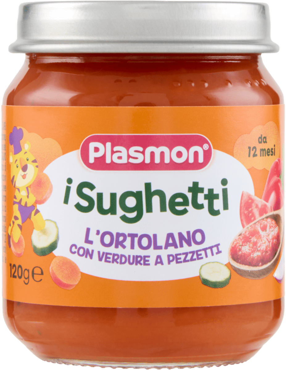 plasmon sughetti ortolano 120g con verdure a pezzetti - alimenti senza glutine per bambini da 12 mesi - nutrizione sana e deliziosa - foto 1