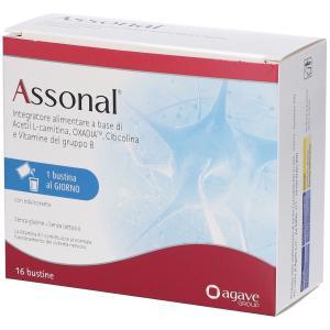 Integratore alimentare assonal 16 bustine con l-acetil carnitina, citicolina e vitamine del gruppo b per metabolismo energetico e benessere del sistema nervoso
