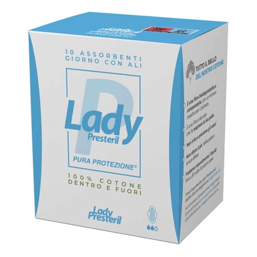 lady presteril assorbenti esterni giorno con ali lady presteril - confezione da 10 pezzi per comfort e protezione ottimale - foto 1