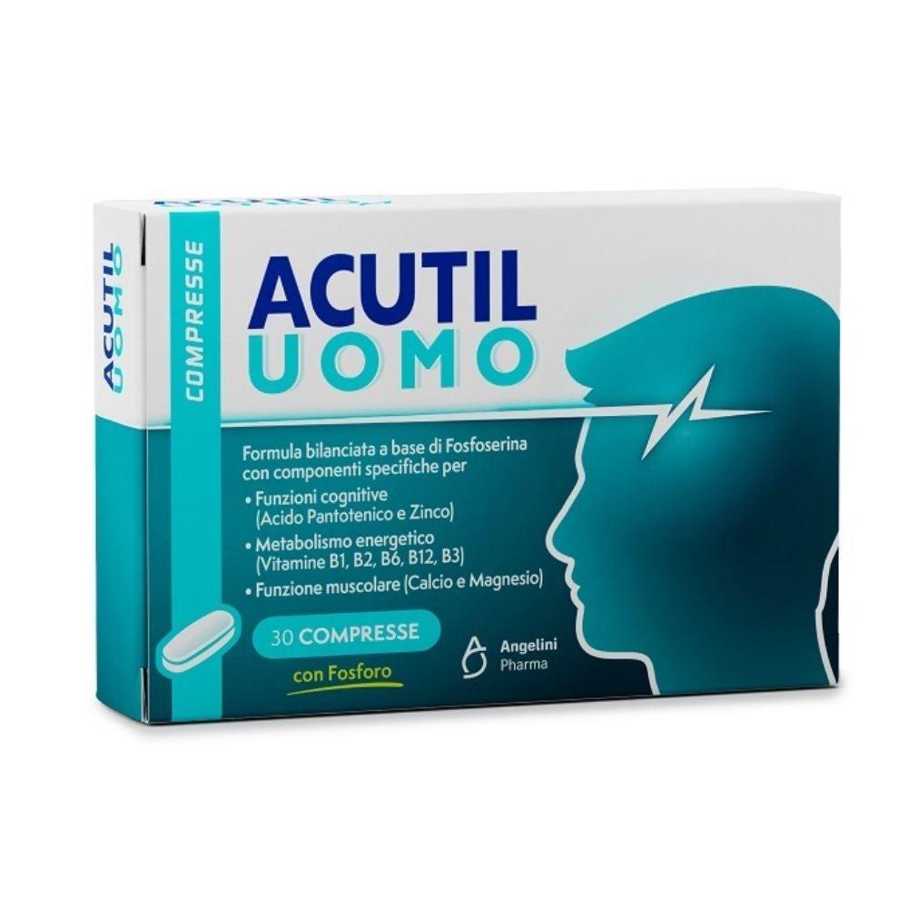 acutil integratore alimentare acutil uomo - 30 compresse con vitamine, minerali e fosforo per il benessere maschile e supporto energetico - foto 1