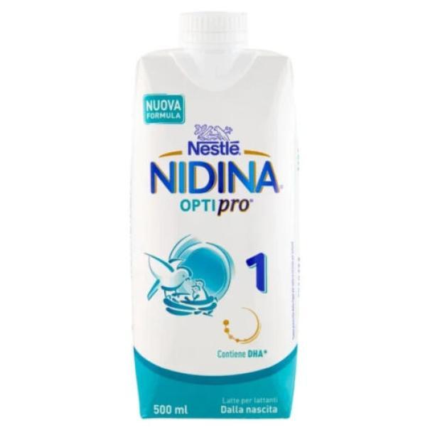 nidina latte per lattanti nidina optipro 1 liquido 500ml - formula con dha, senza olio di palma, nutrizione ideale per neonati dalla nascita - foto 1