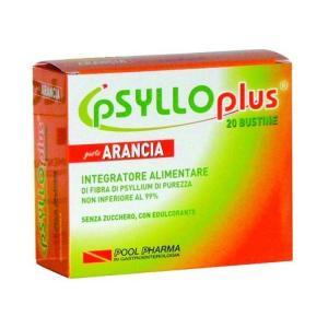 Integratore alimentare di fibra di psyllium con gusto arancia - psyllo plus per stipsi e diarrea - 20 bustine da 4,3 g