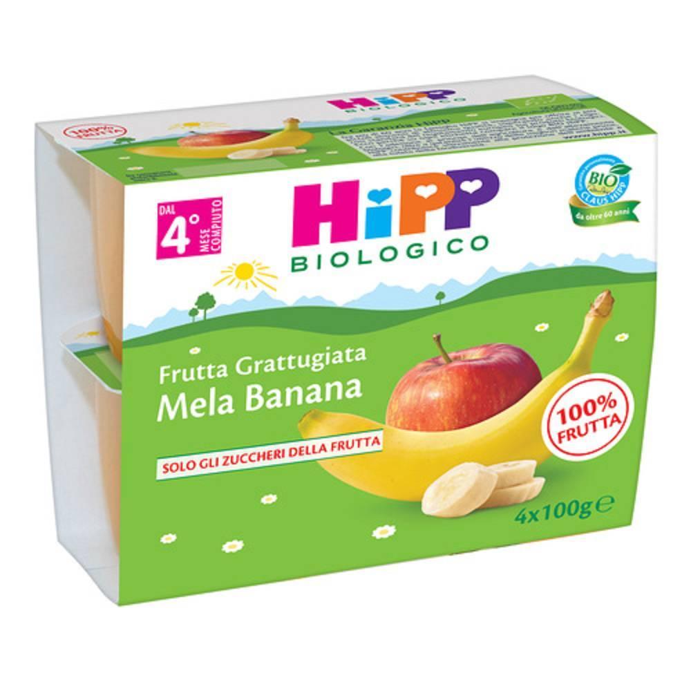 hipp italia hipp bio frutta grattugiata mela/banana 4x100g - foto 1