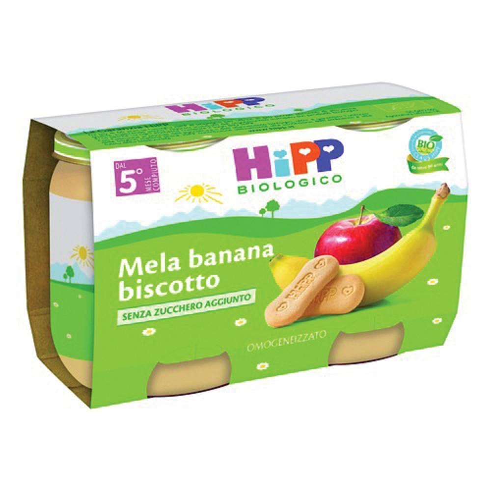 hipp italia hipp bio omog mela/banana/biscotto 2x125g - foto 1
