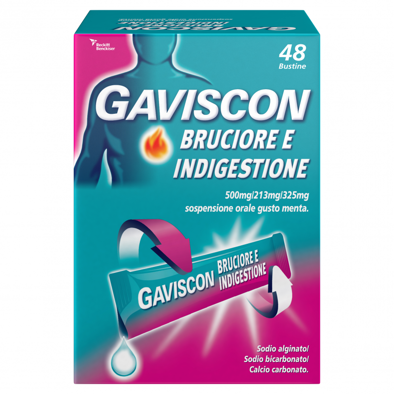 gaviscon gaviscon bruciore e indigestione 48 bustine - foto 1