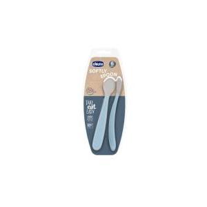 Cucchiaio silicone doppio azzurro 6m+