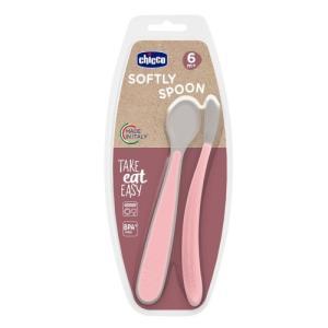 Cucchiaio silicone doppio rosa 6m+