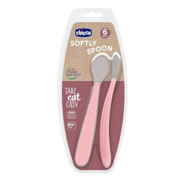 chicco chicco cucchiaio silicone doppio rosa 6m+ - foto 1